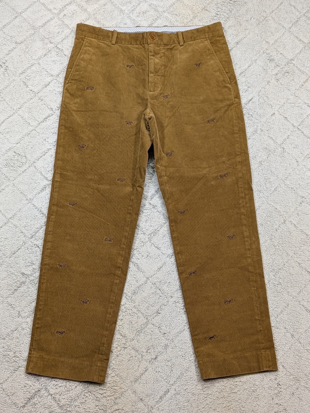 Brooks Brothers Pants Mens 35x30 Brown Clark Straight Corduroy Horse Embroidery
